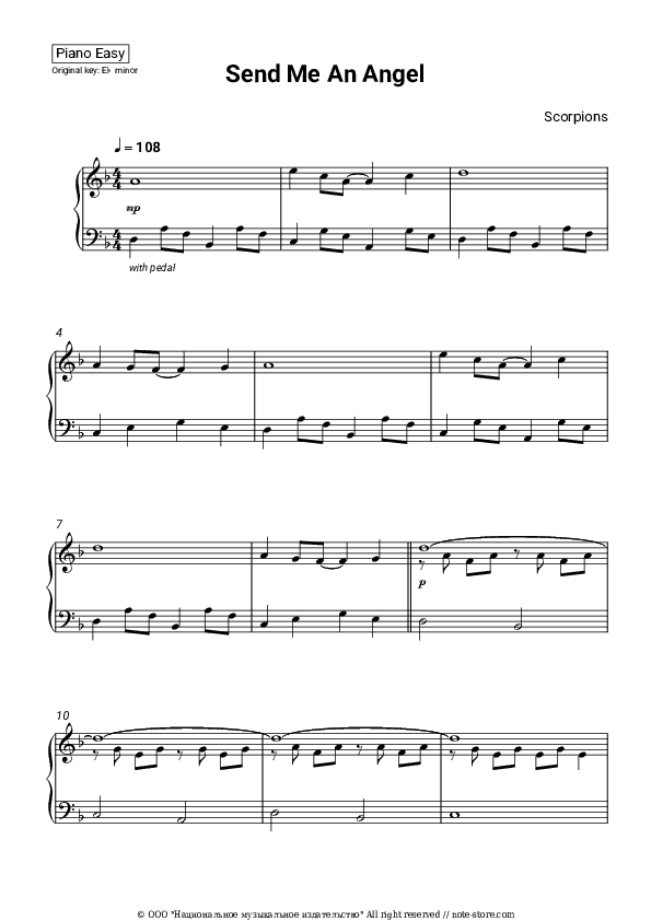 Send Me An Angel - Scorpions Piano Sheet Music Easy - Piano.Easy