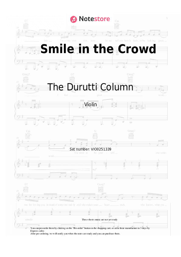 Smile in the Crowd - The Durutti Column Violin Sheet Music - Violin