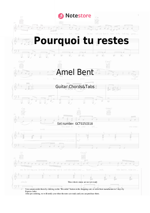 Pourquoi tu restes - Amel Bent Chords and Tabs - Guitar.Chords&Tabs