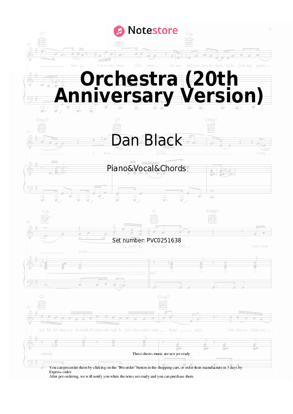 Orchestra (20th Anniversary Version) - Dan Black, Louane Piano Sheet Music with the Vocal and Chords - Piano&Vocal&Chords