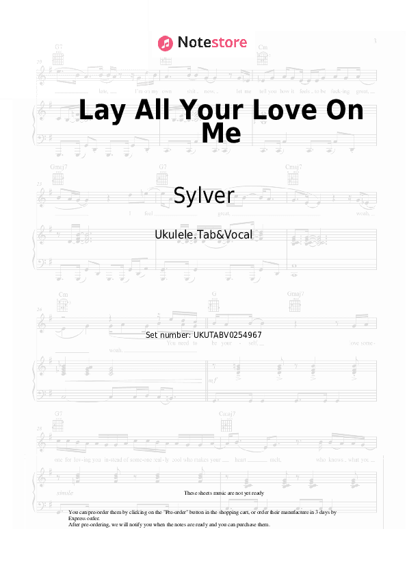 Lay All Your Love On Me - Sylver Sheet Music - Ukulele.Tab&Vocal