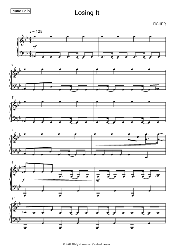 Losing It - FISHER Piano Sheet Music - Piano.Solo