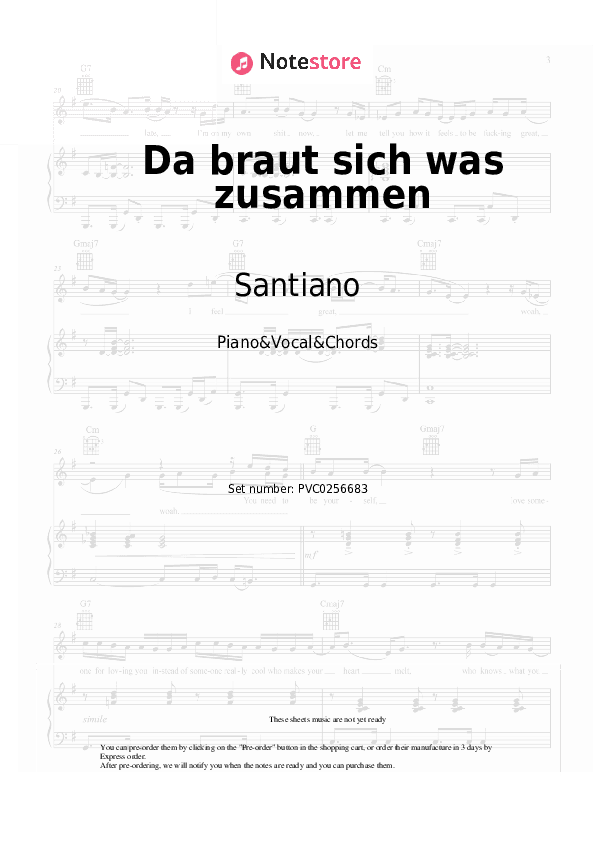 Da braut sich was zusammen - Santiano Piano Sheet Music with the Vocal and Chords - Piano&Vocal&Chords
