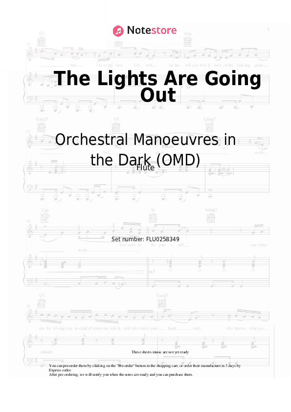 The Lights Are Going Out - Orchestral Manoeuvres in the Dark (OMD) Flute Sheet Music - Flute