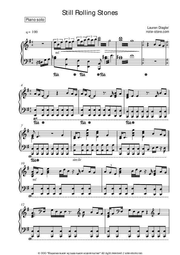 Still Rolling Stones - Lauren Daigle Piano Sheet Music - Piano.Solo