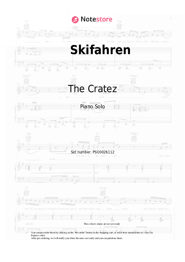 Skifahren - The Cratez, Bausa, Joshi Mizu, Maxwell Piano Sheet Music - Piano.Solo