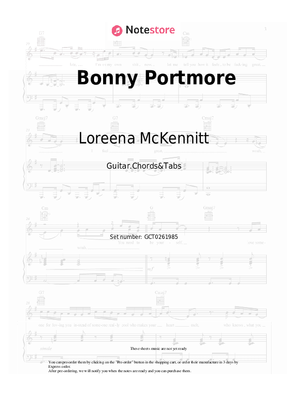 Bonny Portmore - Loreena McKennitt Chords and Tabs - Guitar.Chords&Tabs