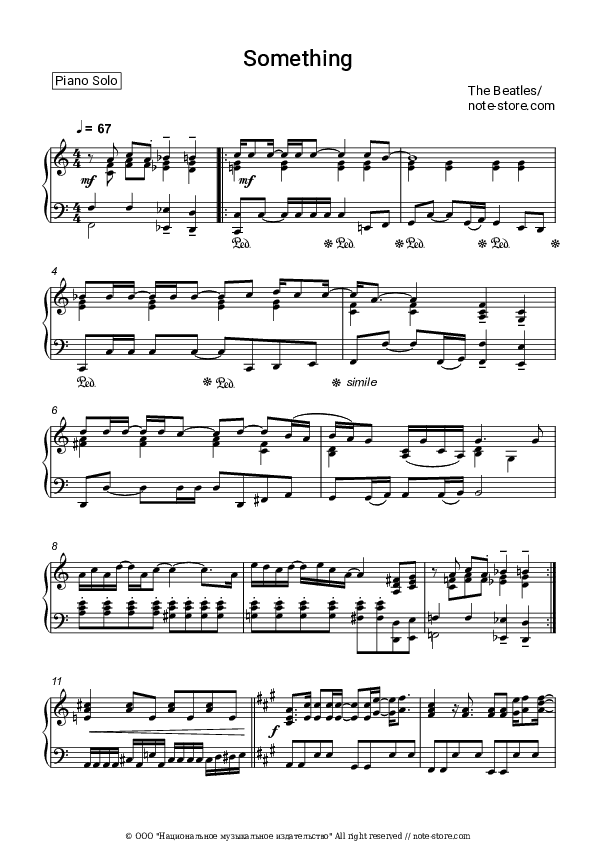 Something - The Beatles Piano Sheet Music - Piano.Solo