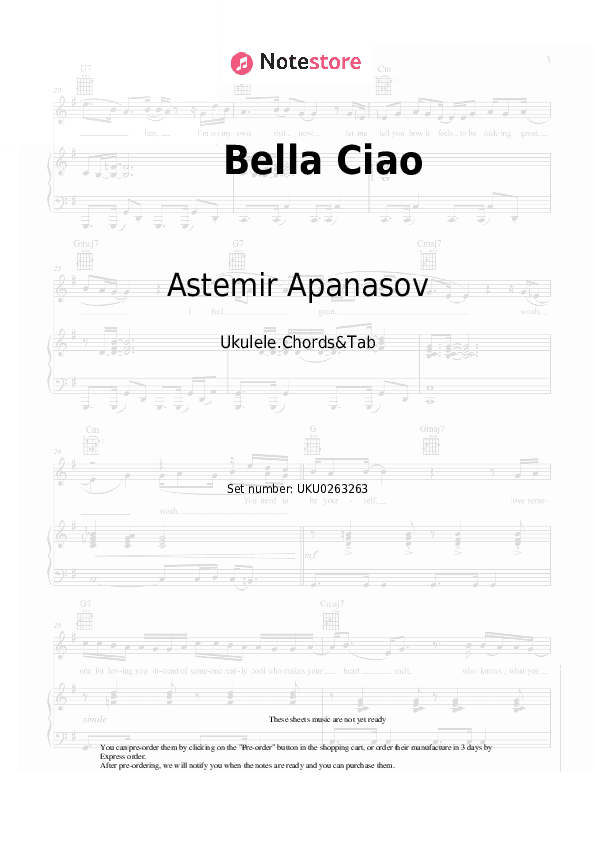 Bella Ciao - Astemir Apanasov Ukulele Sheet Music - Ukulele.Chords&Tab