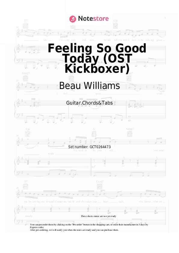 Feeling So Good Today (OST Kickboxer) - Beau Williams Chords and Tabs - Guitar.Chords&Tabs