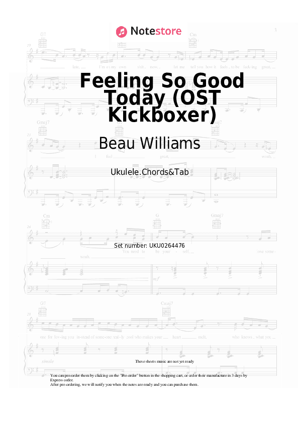 Feeling So Good Today (OST Kickboxer) - Beau Williams Ukulele Sheet Music - Ukulele.Chords&Tab