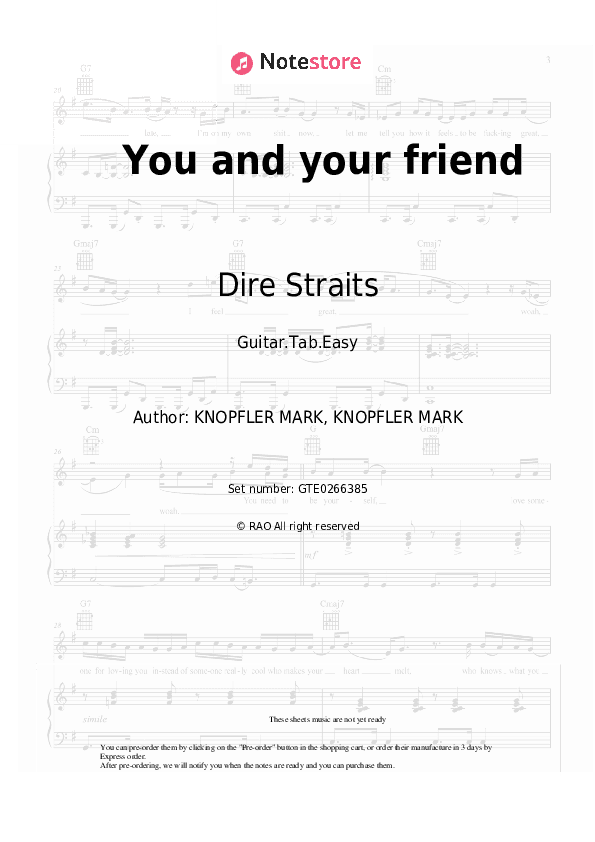 You and your friend - Dire Straits Tabs Easy - Guitar.Tab.Easy