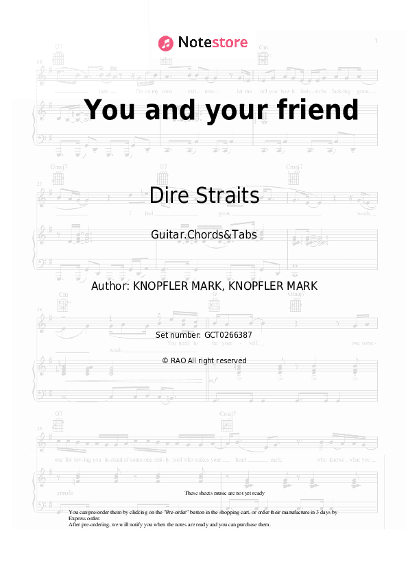 You and your friend - Dire Straits Chords and Tabs - Guitar.Chords&Tabs