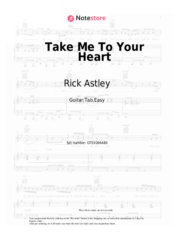 Take Me To Your Heart - Rick Astley Tabs Easy - Guitar.Tab.Easy
