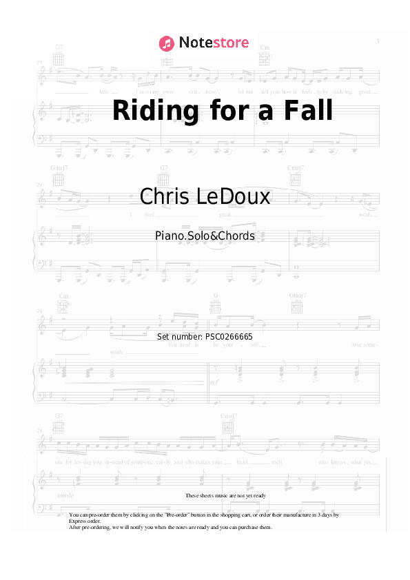 Riding for a Fall - Chris LeDoux Piano Sheet Music and Chords - Piano.Solo&Chords