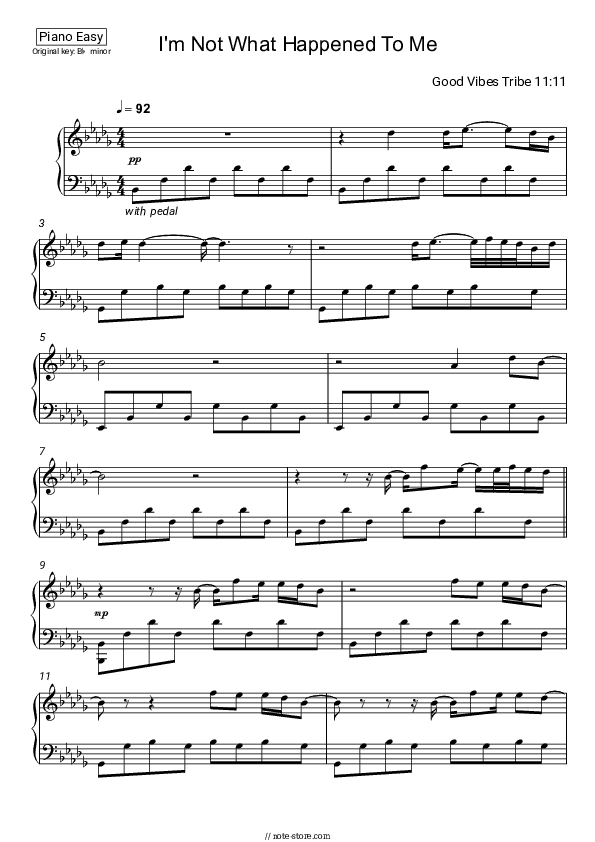 I'm Not What Happened To Me - Good Vibes Tribe 11:11 Piano Sheet Music Easy - Piano.Easy