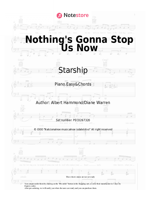 Nothing's Gonna Stop Us Now - Starship Sheet Music Easy and Chords - Piano.Easy&Chords