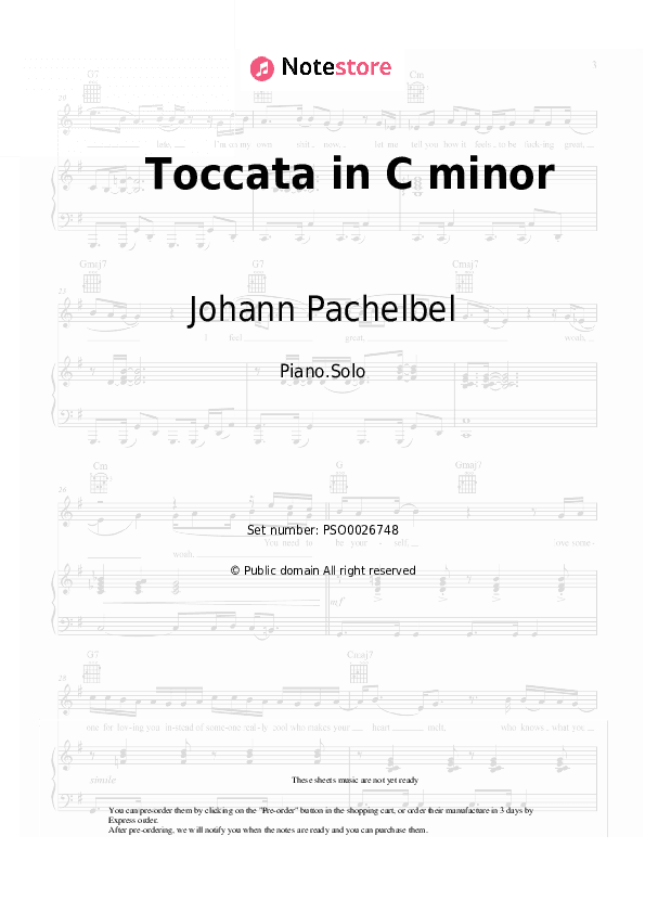 Toccata in C minor - Johann Pachelbel Piano Sheet Music - Piano.Solo