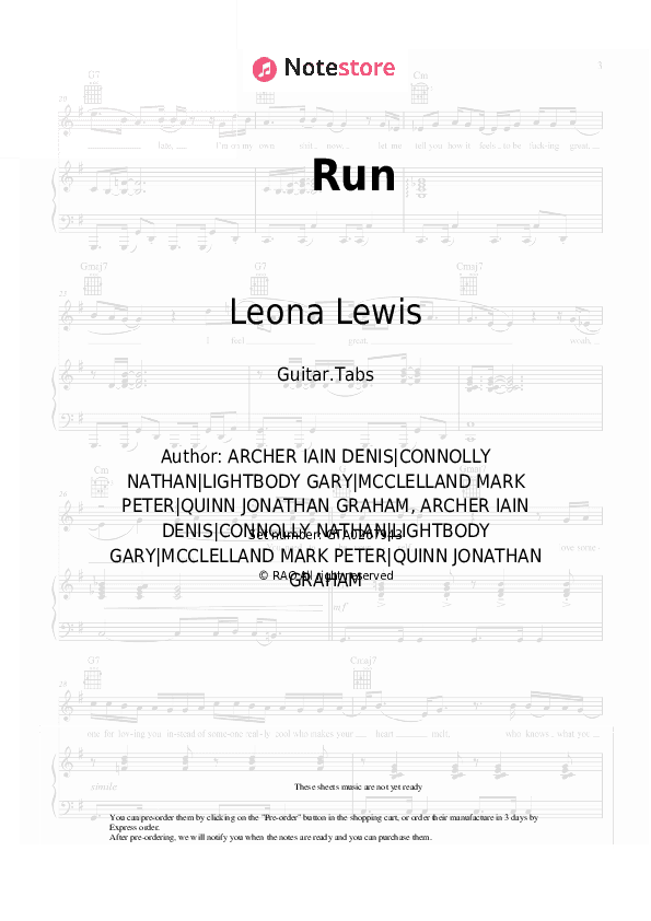 Run - Leona Lewis Tabs - Guitar.Tabs
