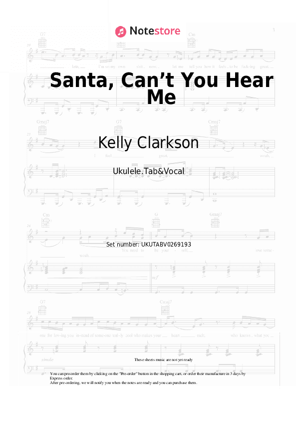 Santa, Can’t You Hear Me - Kelly Clarkson, Ariana Grande Sheet Music - Ukulele.Tab&Vocal