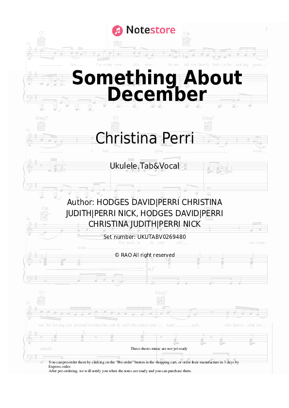 Something About December - Christina Perri Sheet Music - Ukulele.Tab&Vocal