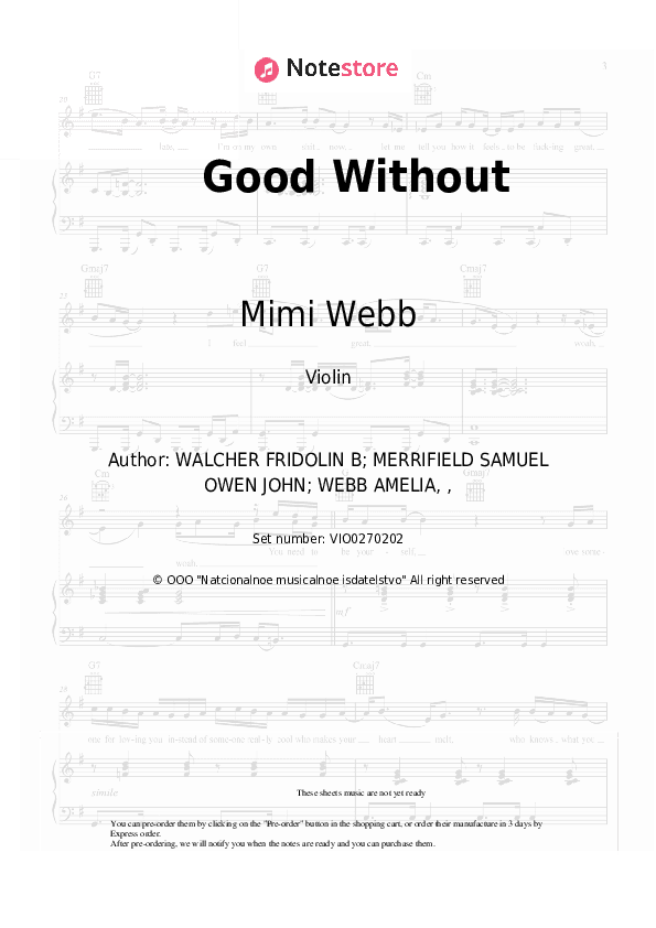 Good Without - Mimi Webb Violin Sheet Music - Violin
