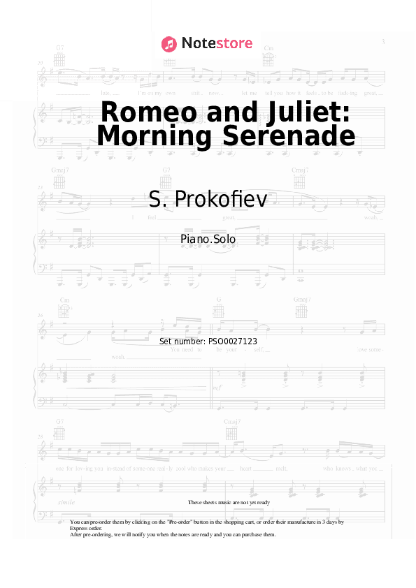 Romeo and Juliet: Morning Serenade - S. Prokofiev Piano Sheet Music - Piano.Solo
