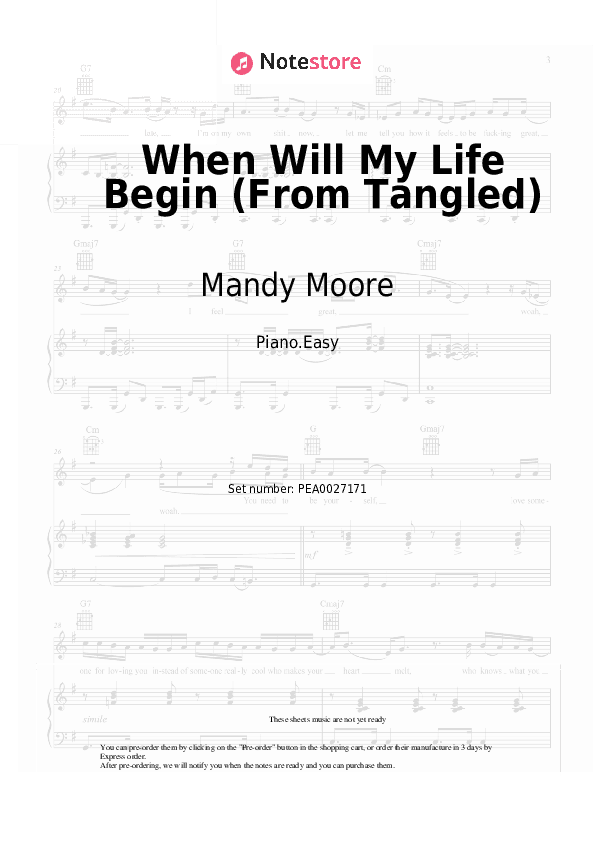When Will My Life Begin (From Tangled) - Mandy Moore Piano Sheet Music Easy - Piano.Easy