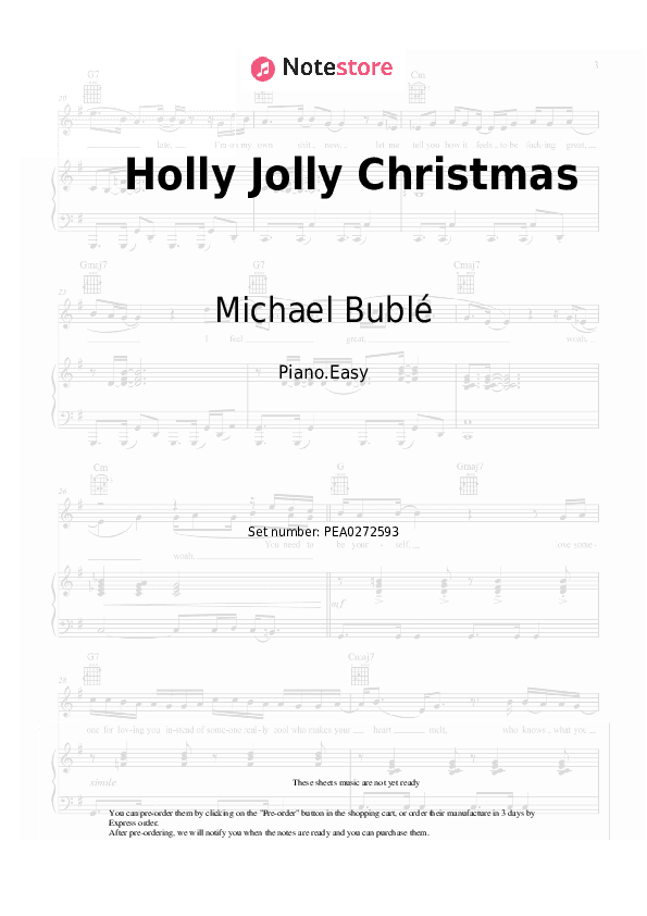 Holly Jolly Christmas - Michael Bublé Piano Sheet Music Easy - Piano.Easy