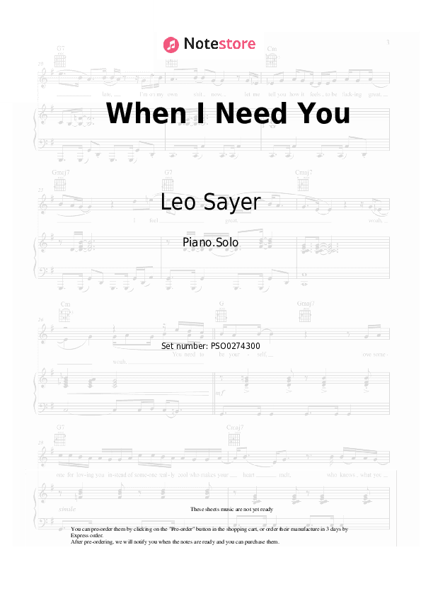 When I Need You - Leo Sayer Piano Sheet Music - Piano.Solo