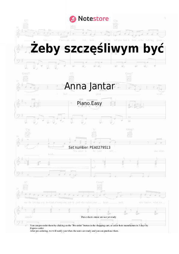 Żeby szczęśliwym być - Anna Jantar Piano Sheet Music Easy - Piano.Easy
