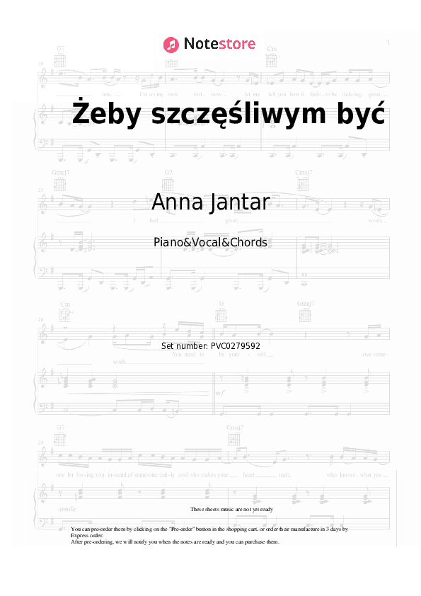 Żeby szczęśliwym być - Anna Jantar Piano Sheet Music with the Vocal and Chords - Piano&Vocal&Chords