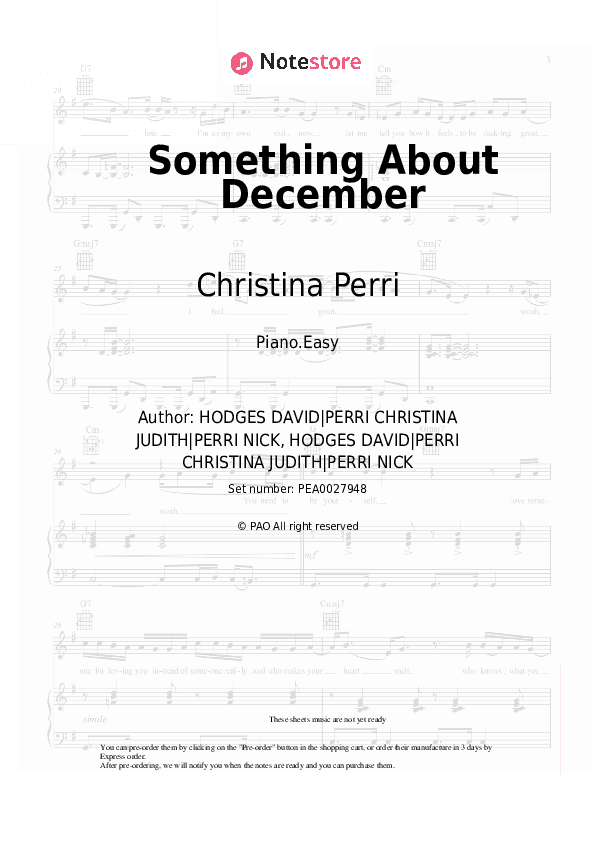 Something About December - Christina Perri Piano Sheet Music Easy - Piano.Easy