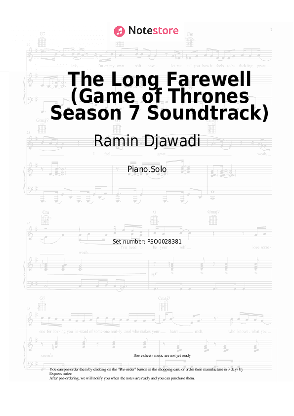 The Long Farewell (Game of Thrones Season 7 Soundtrack) - Ramin Djawadi Piano Sheet Music - Piano.Solo