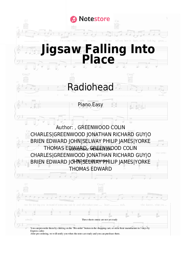 Jigsaw Falling Into Place - Radiohead Piano Sheet Music Easy - Piano.Easy