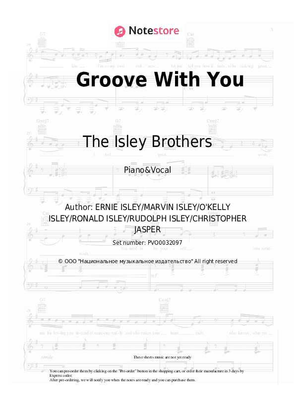 Groove With You - The Isley Brothers Piano Sheet Music with the Voice part - Piano&Vocal