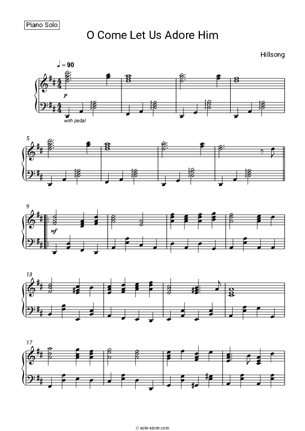 O Come Let Us Adore Him - Piano Sheet Music - Piano.Solo