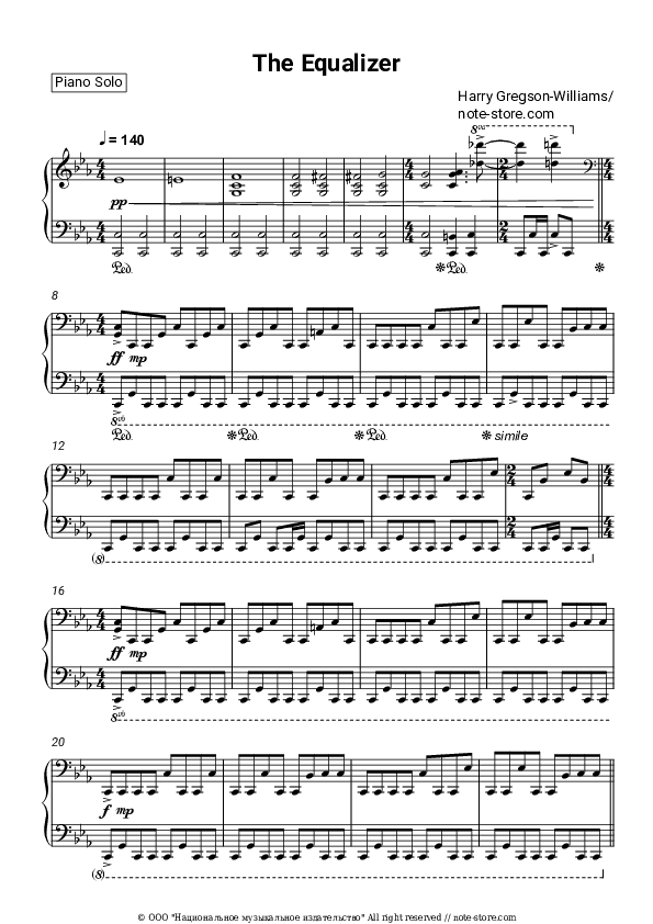 The Equalizer - Harry Gregson-Williams Piano Sheet Music - Piano.Solo