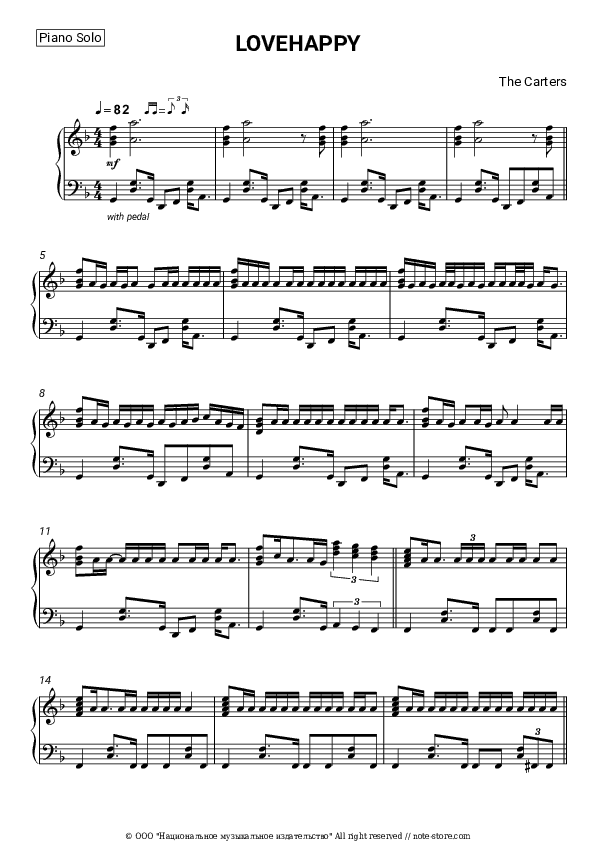 Lovehappy - Beyonce, Jay-Z Piano Sheet Music - Piano.Solo