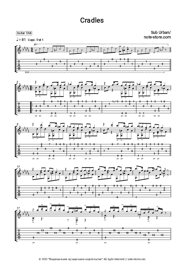 Cradles - Sub Urban Tabs - Guitar.Tabs