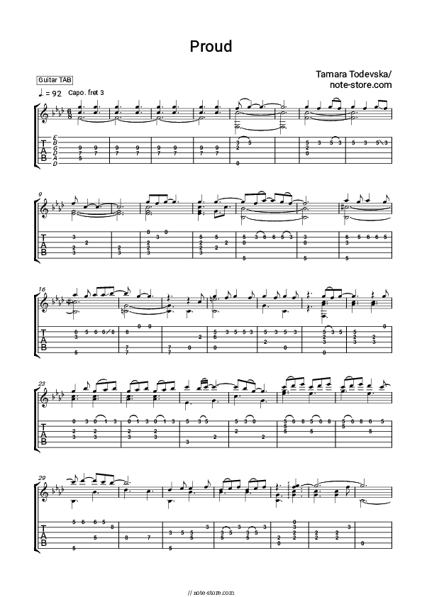 Proud - Tamara Todevska Tabs - Guitar.Tabs