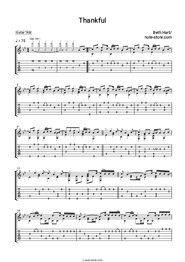 Thankful - Beth Hart Tabs - Guitar.Tabs