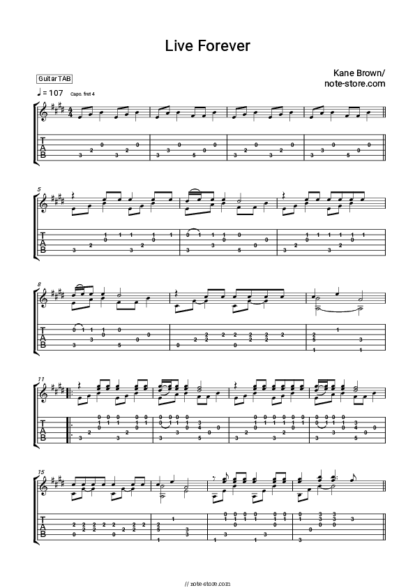 Live Forever - Kane Brown Tabs - Guitar.Tabs