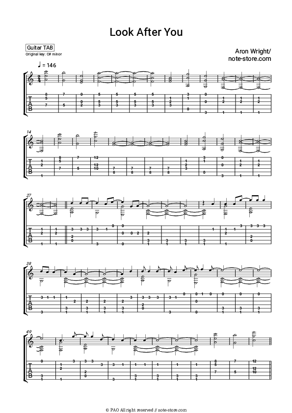 Look After You - Aron Wright Tabs - Guitar.Tabs