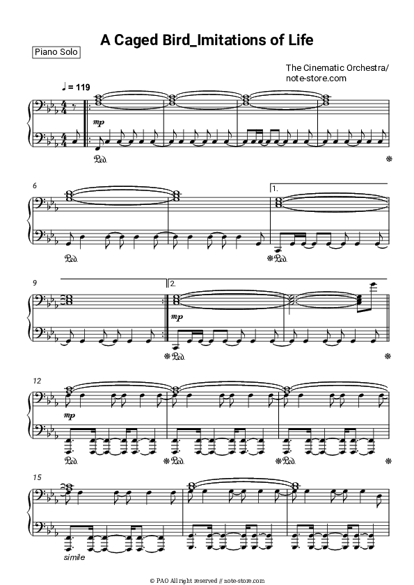 A Caged Bird/Imitations of Life - The Cinematic Orchestra Piano Sheet Music - Piano.Solo