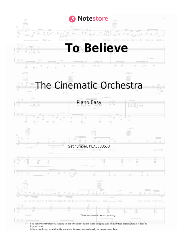 To Believe - The Cinematic Orchestra Piano Sheet Music Easy - Piano.Easy