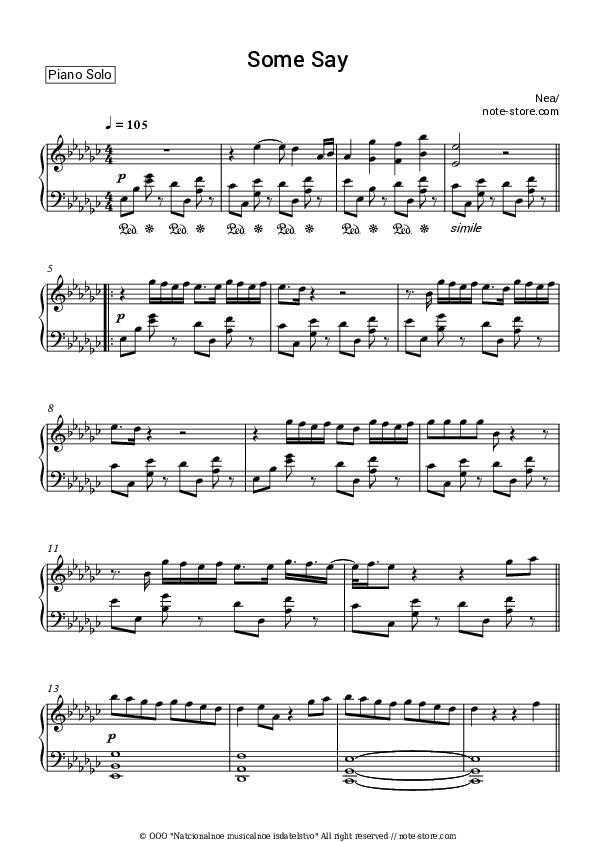 Some Say - Nea Piano Sheet Music - Piano.Solo