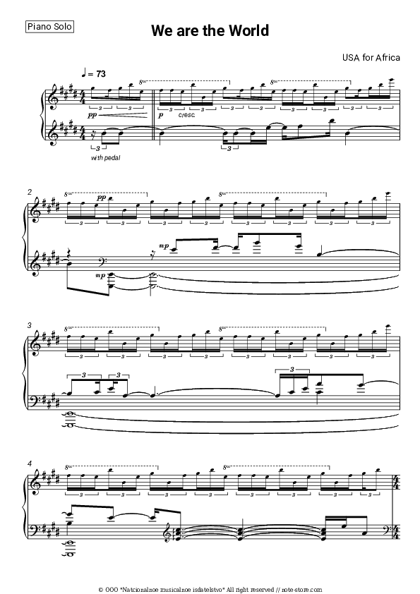 We are the World - USA for Africa Piano Sheet Music - Piano.Solo