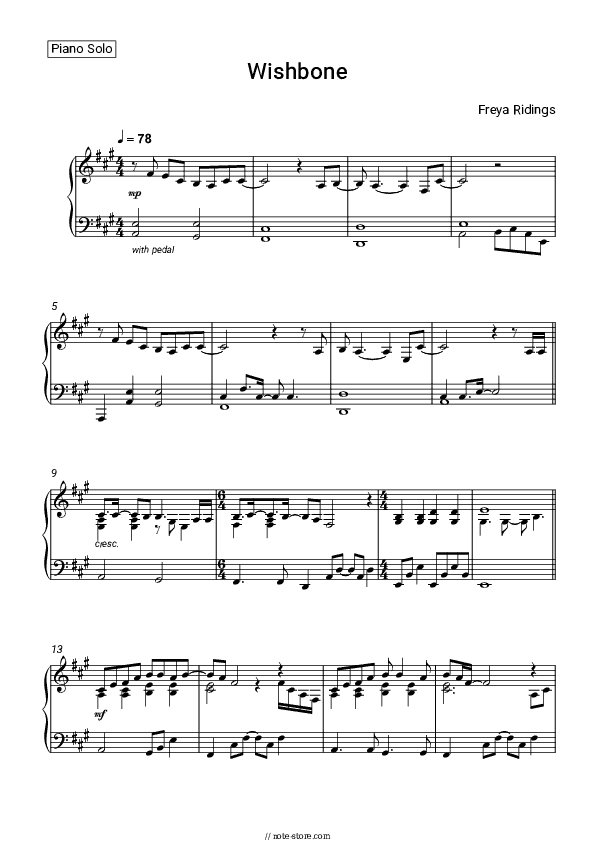 Wishbone - Freya Ridings Piano Sheet Music - Piano.Solo