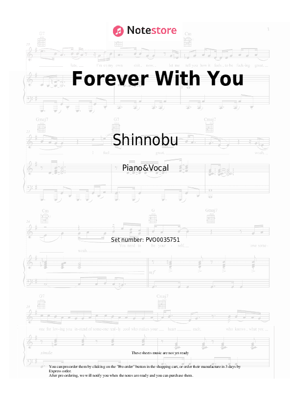 Forever With You - Shinnobu Piano Sheet Music with the Voice part - Piano&Vocal